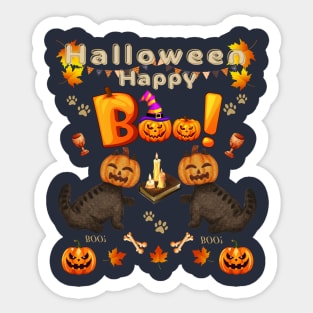 Happy halloween pumpkin cats Sticker